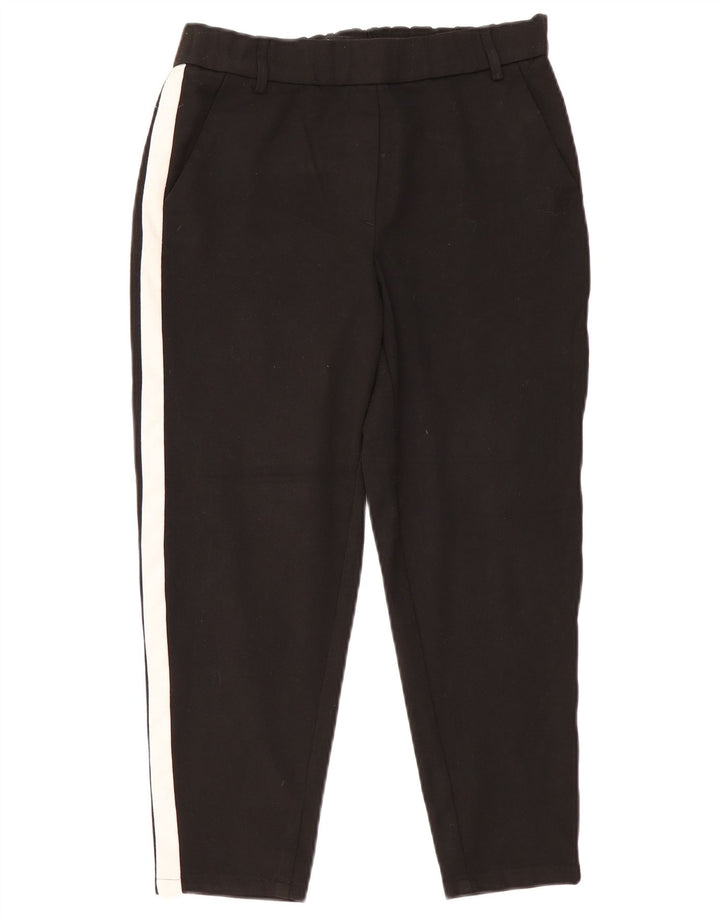 Calça capri reta feminina ZARA pequena W26 L22 preta colorblock