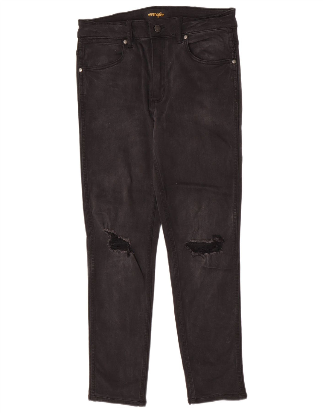 Jeans Wrangler feminino desgastado slim W30 L26 algodão preto