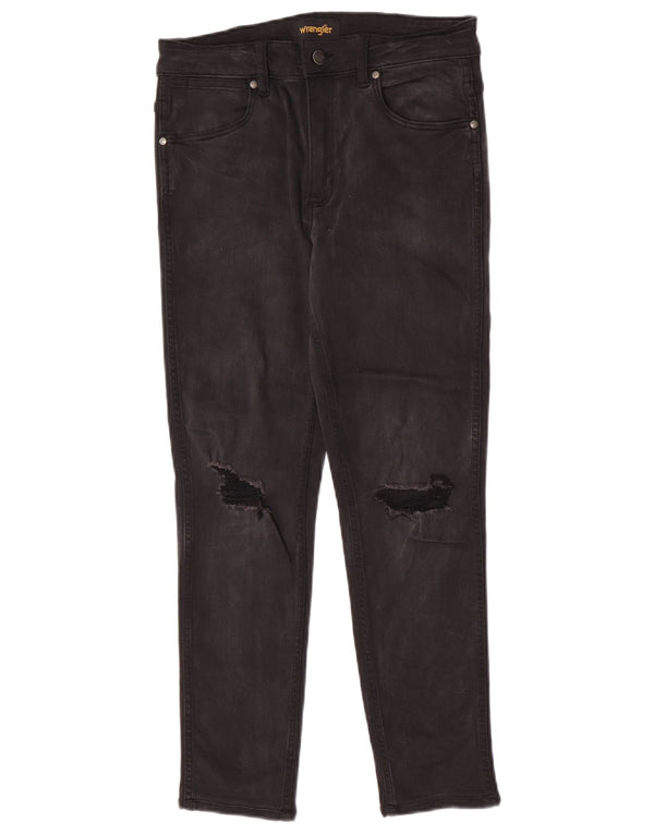 Jeans Wrangler feminino desgastado slim W30 L26 algodão preto