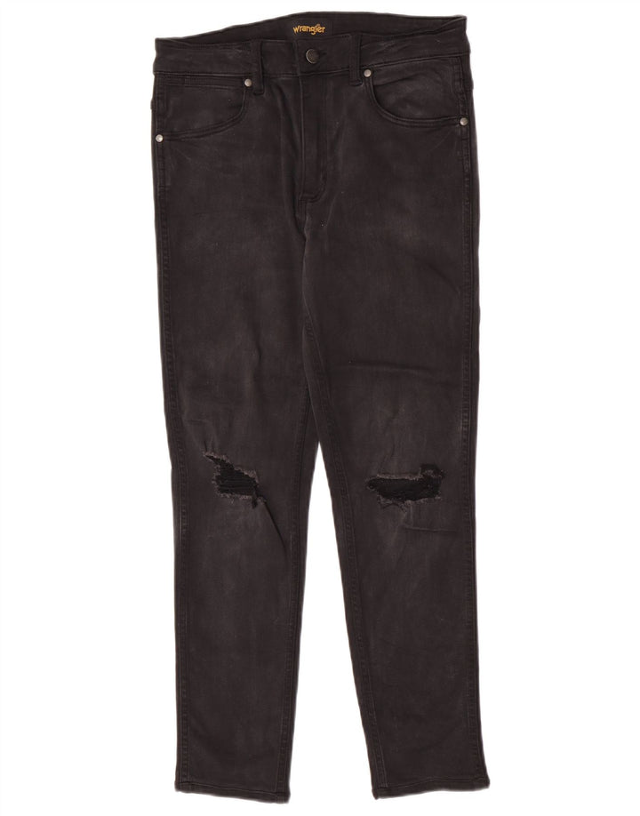 Jeans Wrangler feminino desgastado slim W30 L26 algodão preto