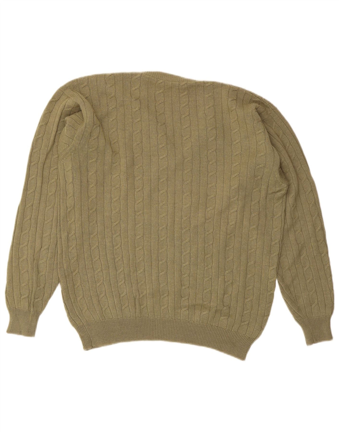 Suéter masculino VINTAGE com decote em V grande cáqui