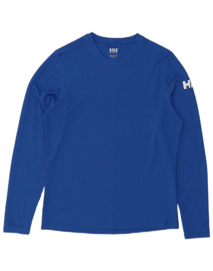 Camiseta masculina Helly Hansen manga comprida pequena azul poliéster