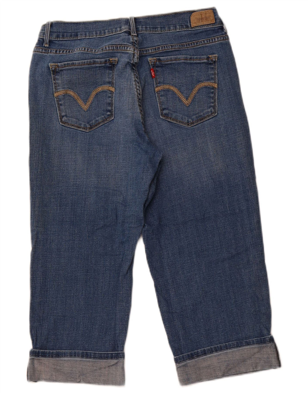 Levi's feminino 515 capri jeans US 8 médio W28 L19 algodão azul