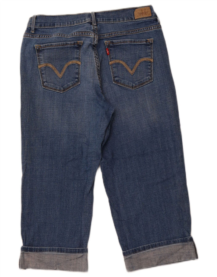 Levi's feminino 515 capri jeans US 8 médio W28 L19 algodão azul