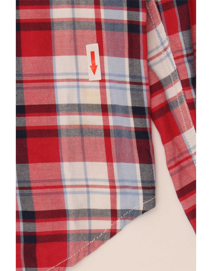 Camisa feminina Levi's UK 14 médio vermelho xadrez algodão