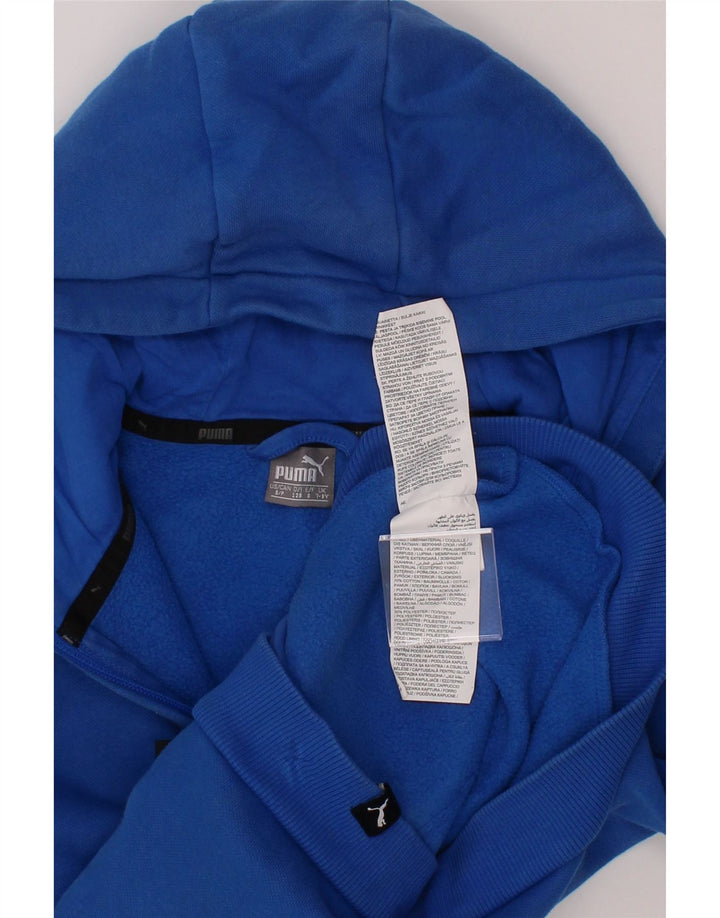 PUMA Boys Graphic Zip Hoodie Sweater 7-8 Years Blue Cotton Vintage Puma and Second-Hand Puma from Messina Hembry 