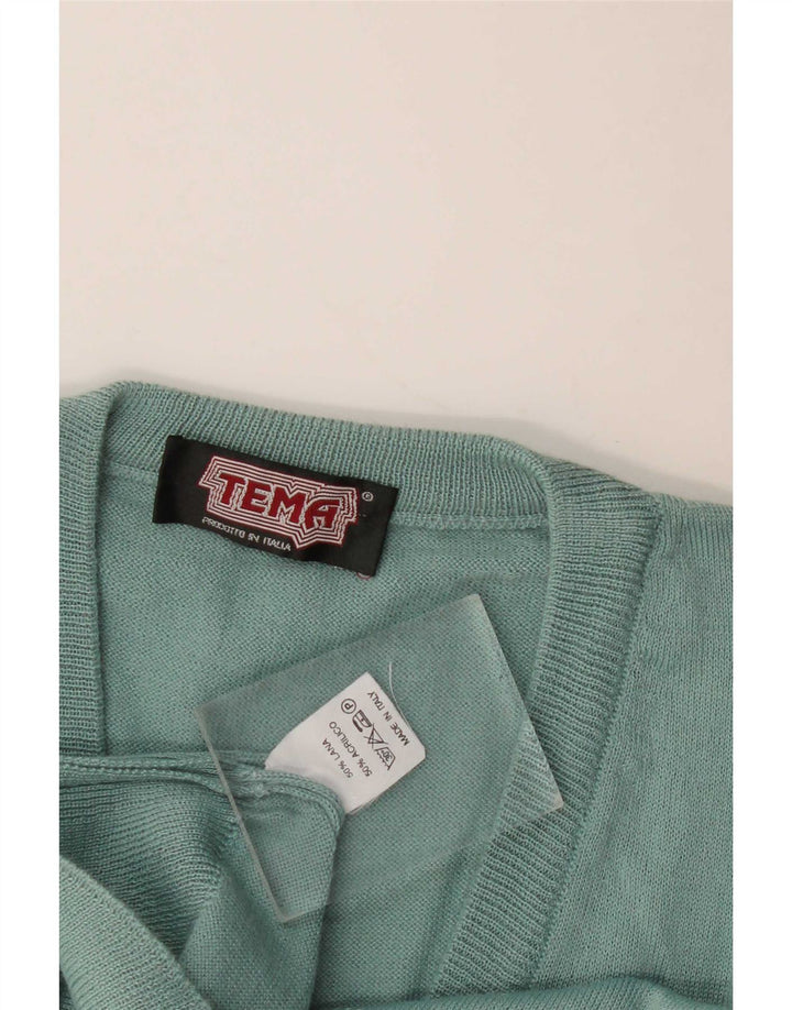 Colete masculino vintage regata grande de lã azul