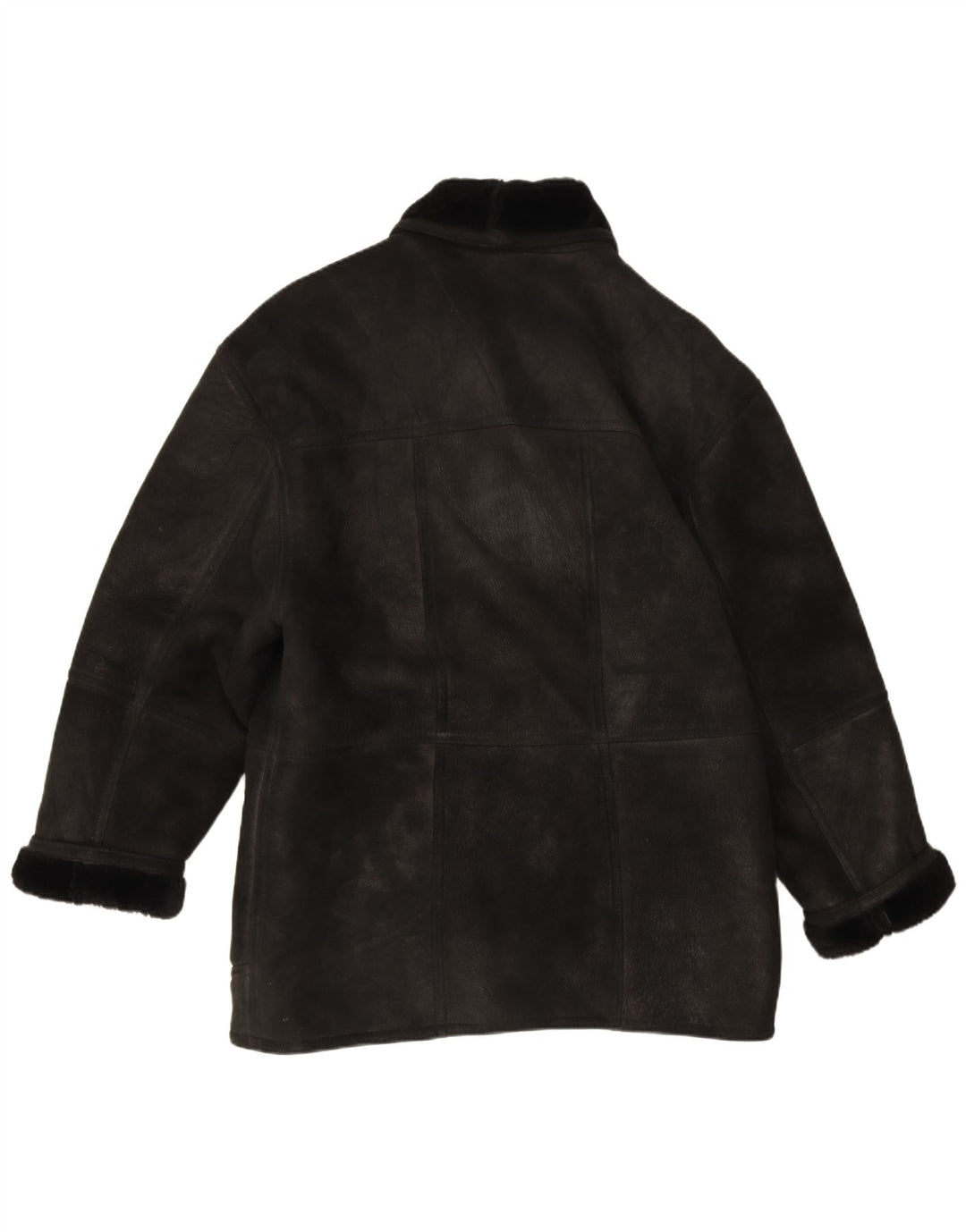 Jaqueta masculina vintage de shearling IT 54 2XL preta shearling