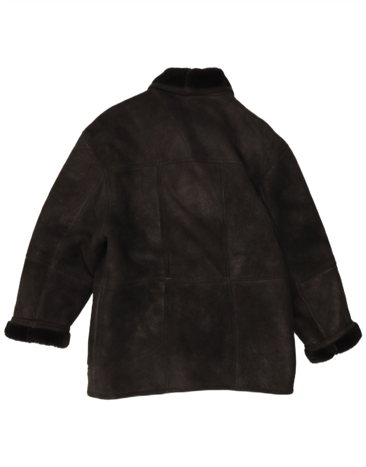 Jaqueta masculina vintage de shearling IT 54 2XL preta shearling
