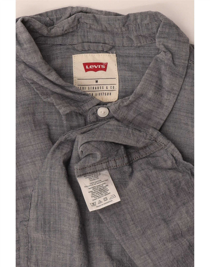 Camisa masculina de manga curta Levi's cinza médio algodão manchado