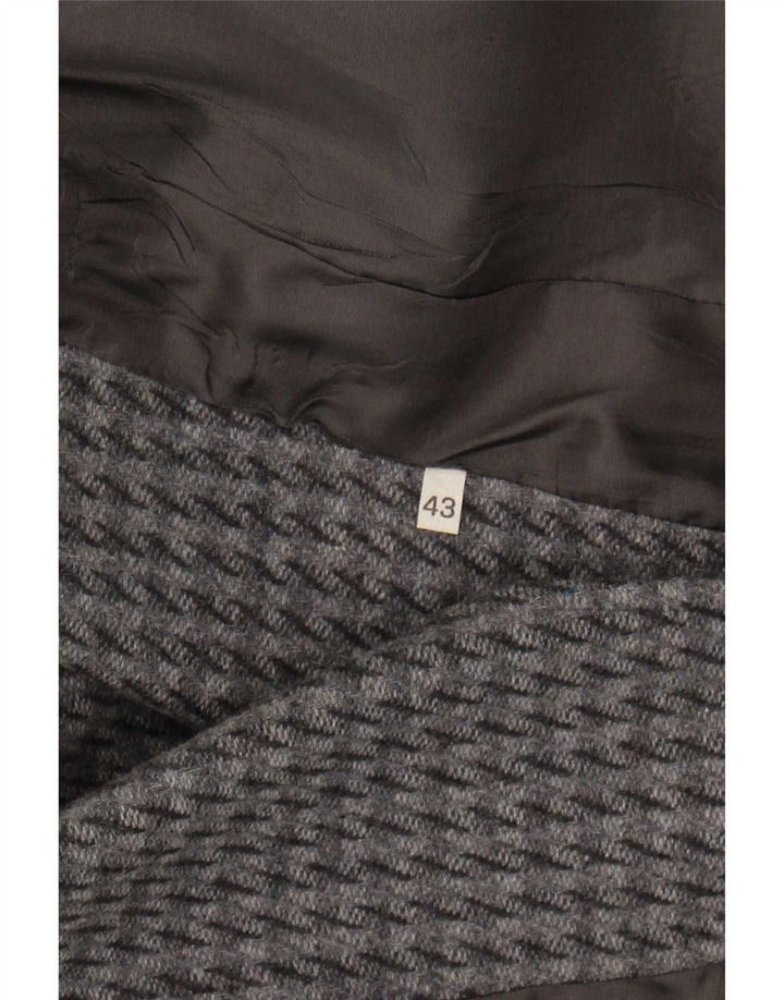 Jaqueta blazer feminina vintage com 2 botões IT 43 Houndstooth cinza médio
