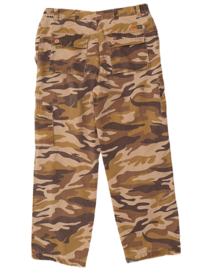 Calça cargo masculina VINTAGE reta W34 L28 algodão camuflado bege
