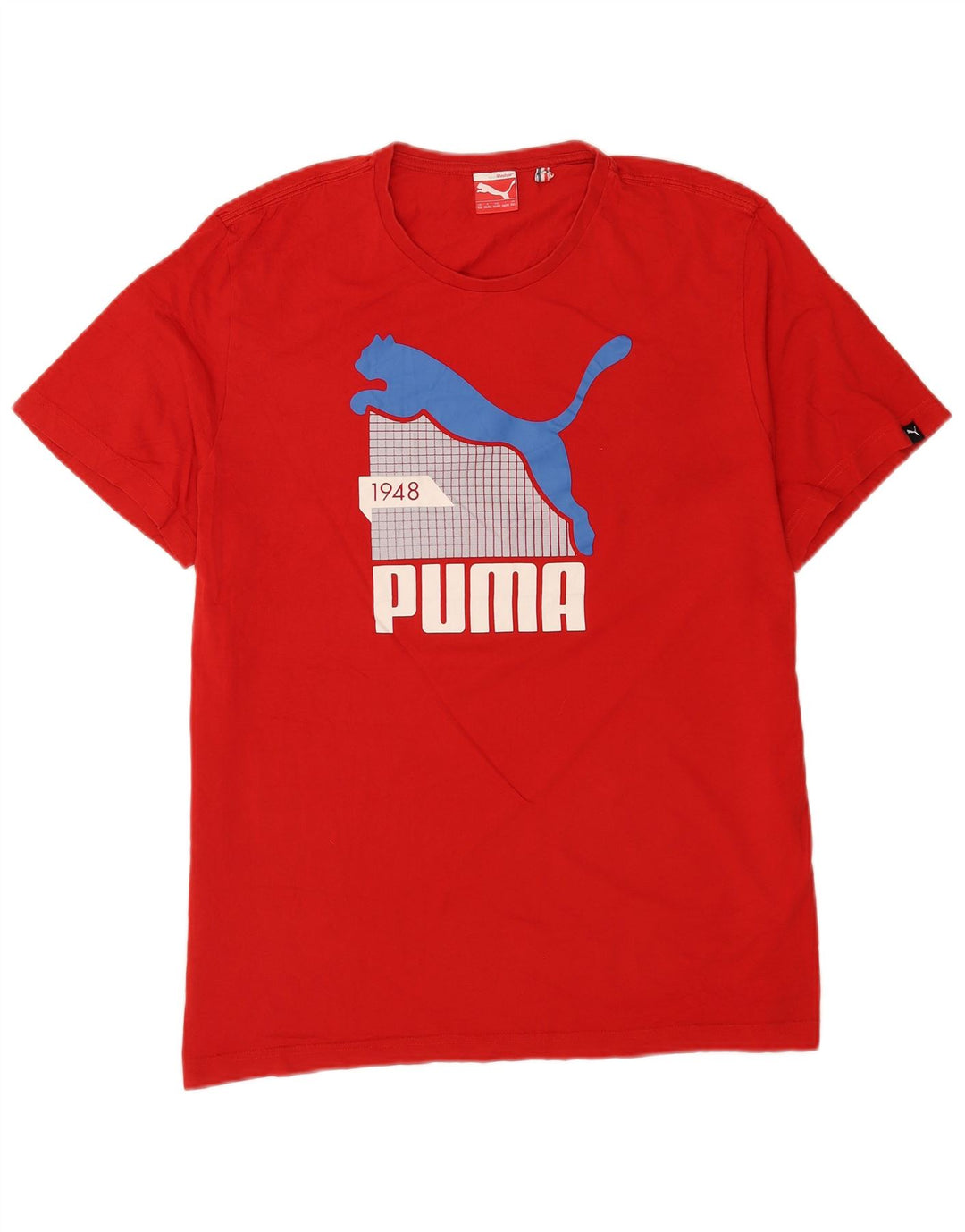 Puma Mens Graphic T-Shirt Top 2XL Algodão Vermelho
