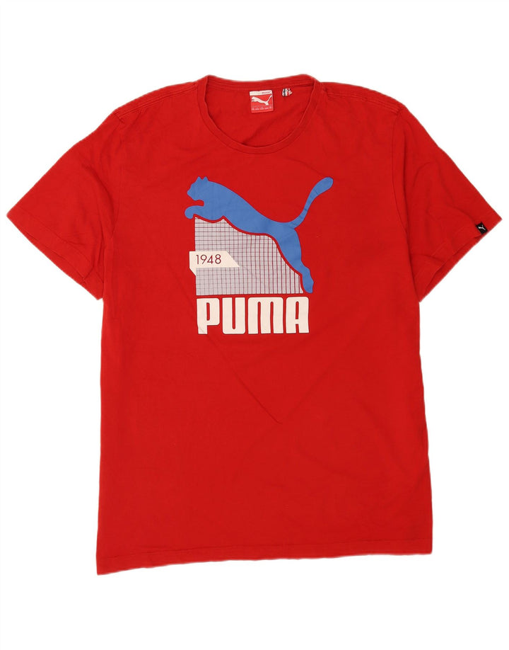 Puma Mens Graphic T-Shirt Top 2XL Algodão Vermelho