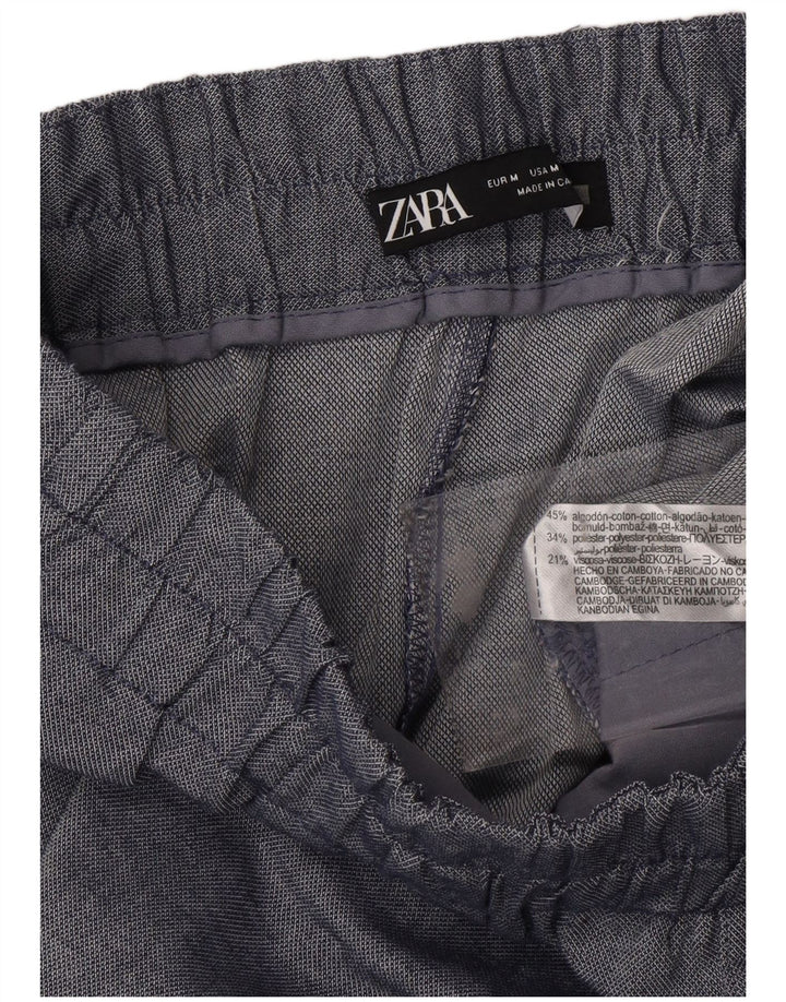 Calça chino reta feminina ZARA médio W28 L25 algodão azul