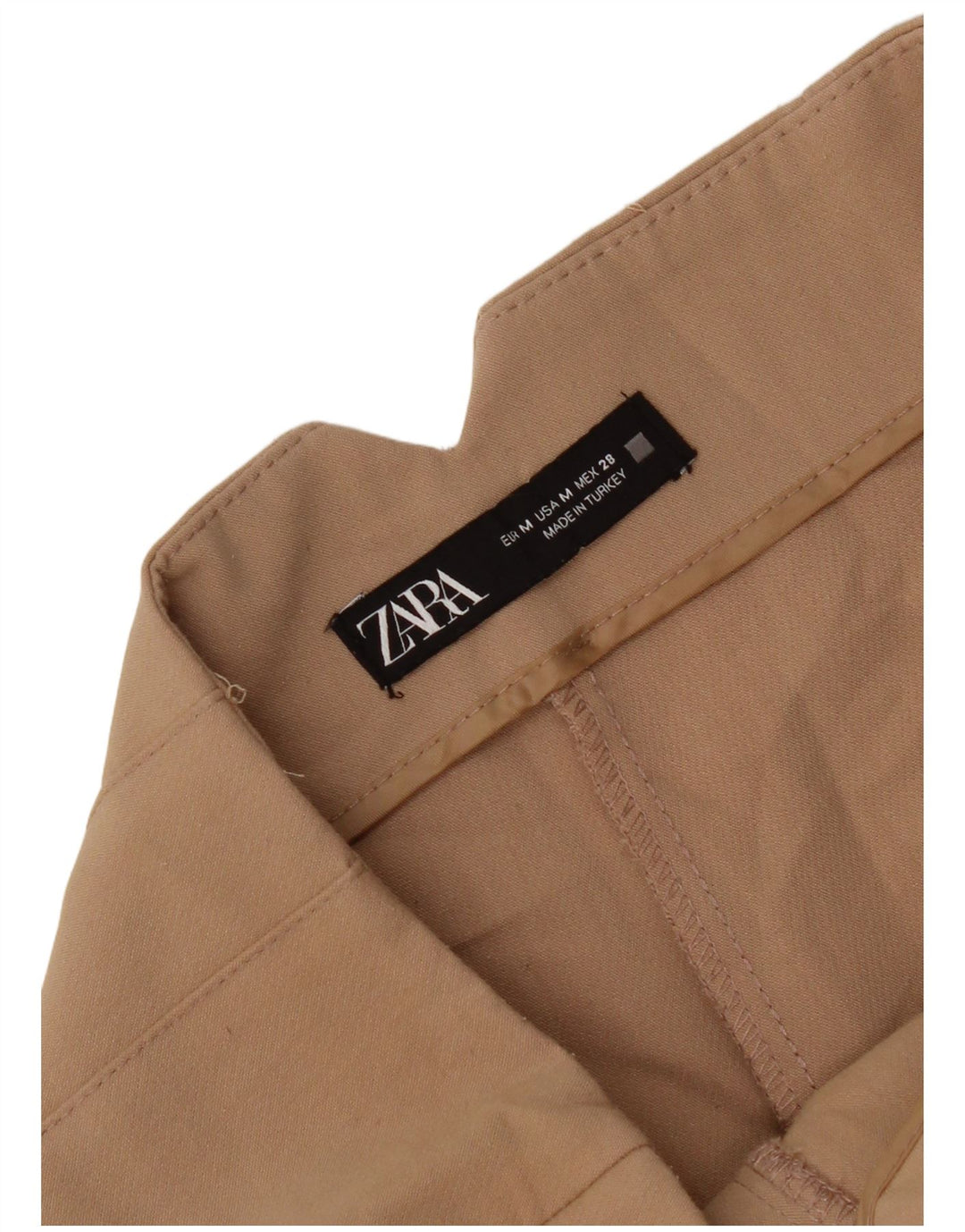 Zara Calça feminina de terno cônico médio W28 L26 bege