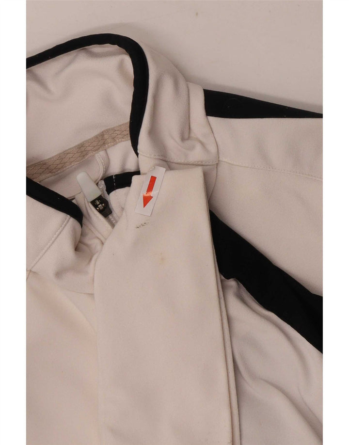 Nike Womens Dri Fit Tracksuit Top Jacket UK 12 Medium White Colourblock