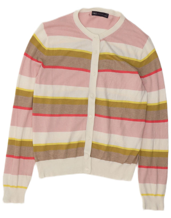 Suéter cardigã feminino MARKS & SPENCER UK 10 pequeno listrado multicolorido