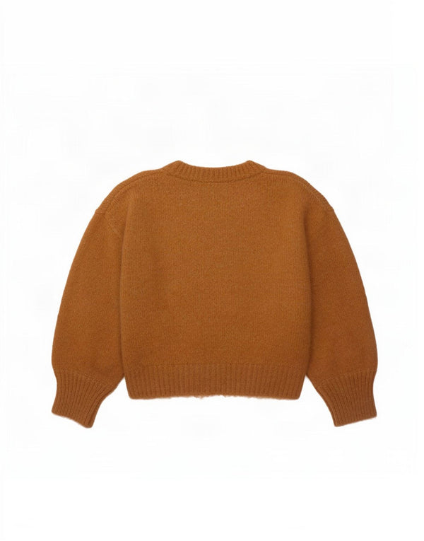 Suéter feminino Zara com gola redonda e gola redonda, Reino Unido 16, grande, marrom, nylon