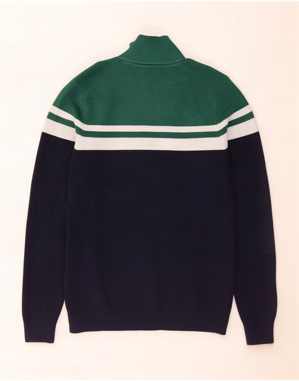Suéter masculino Marks & Spencer com zíper e gola em bloco colorido azul marinho pequeno
