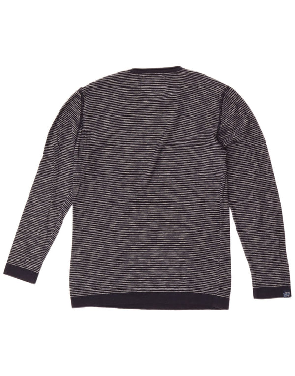 Suéter masculino Superdry com gola redonda e algodão listrado azul marinho médio