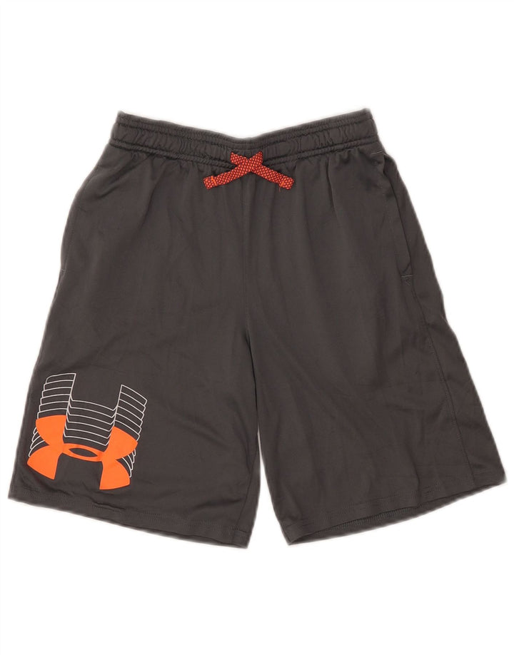 Shorts esportivos gráficos UNDER ARMOUR Boys Heat Gear 9-10 anos cinza médio
