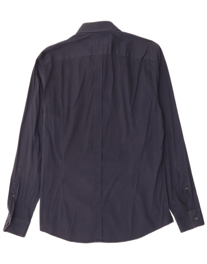 Camisa masculina TRUSSARDI JEANS Slim Fit tamanho 40 médio azul marinho algodão