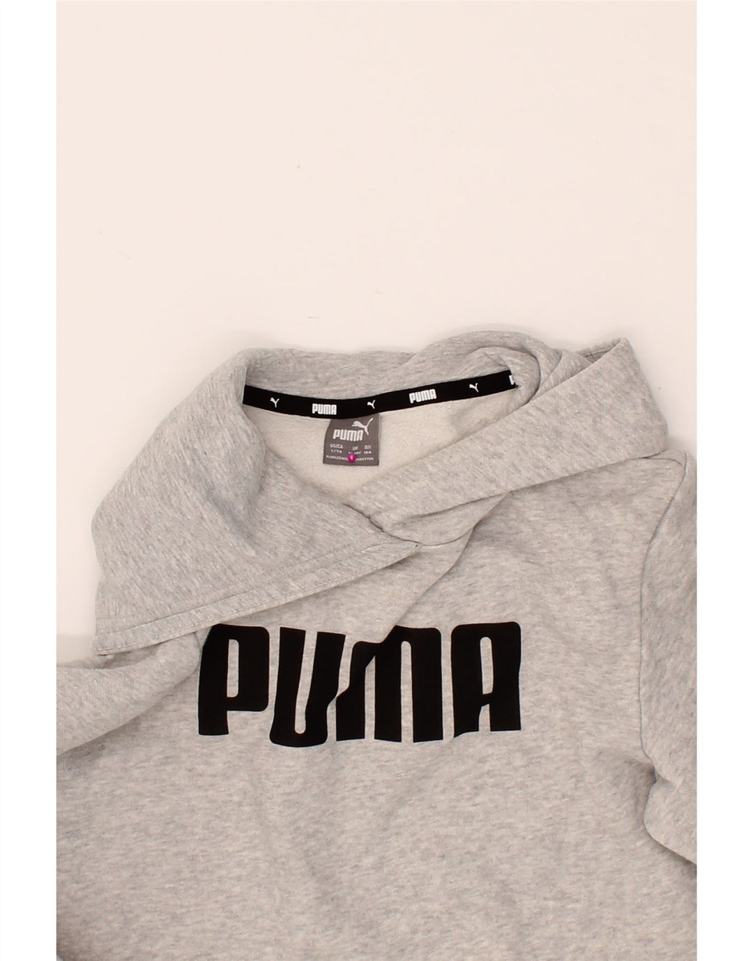 PUMA Boys Graphic Hoodie Jumper 13-14 Years Grey Cotton Vintage Puma and Second-Hand Puma from Messina Hembry 