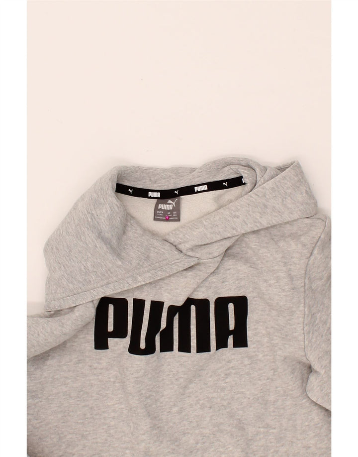 PUMA Boys Graphic Hoodie Jumper 13-14 Years Grey Cotton Vintage Puma and Second-Hand Puma from Messina Hembry 
