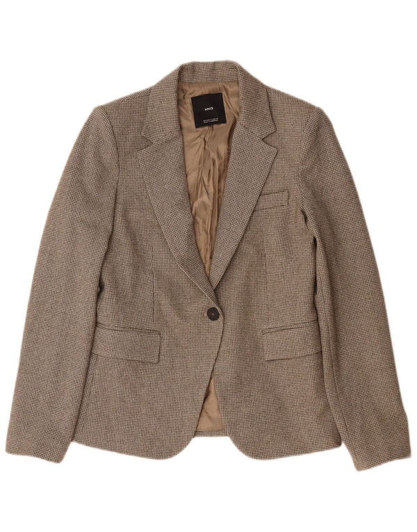Jaqueta blazer feminina Mango com 1 botão UK 10 pequena marrom houndstooth
