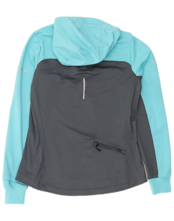 Nike Womens Dri Fit Hooded Pullover Treino Top UK 16 Grande Azul