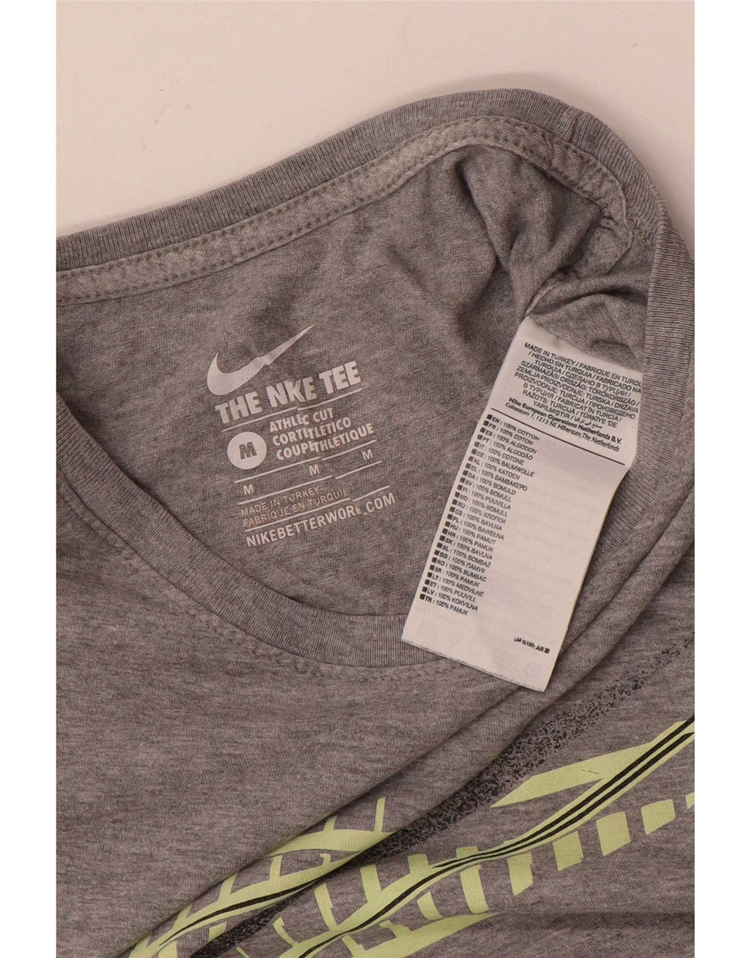 Camiseta Nike masculina gráfica Top algodão cinza médio