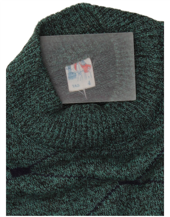 Suéter vintage masculino com gola tartaruga, lã verde médio/diamante