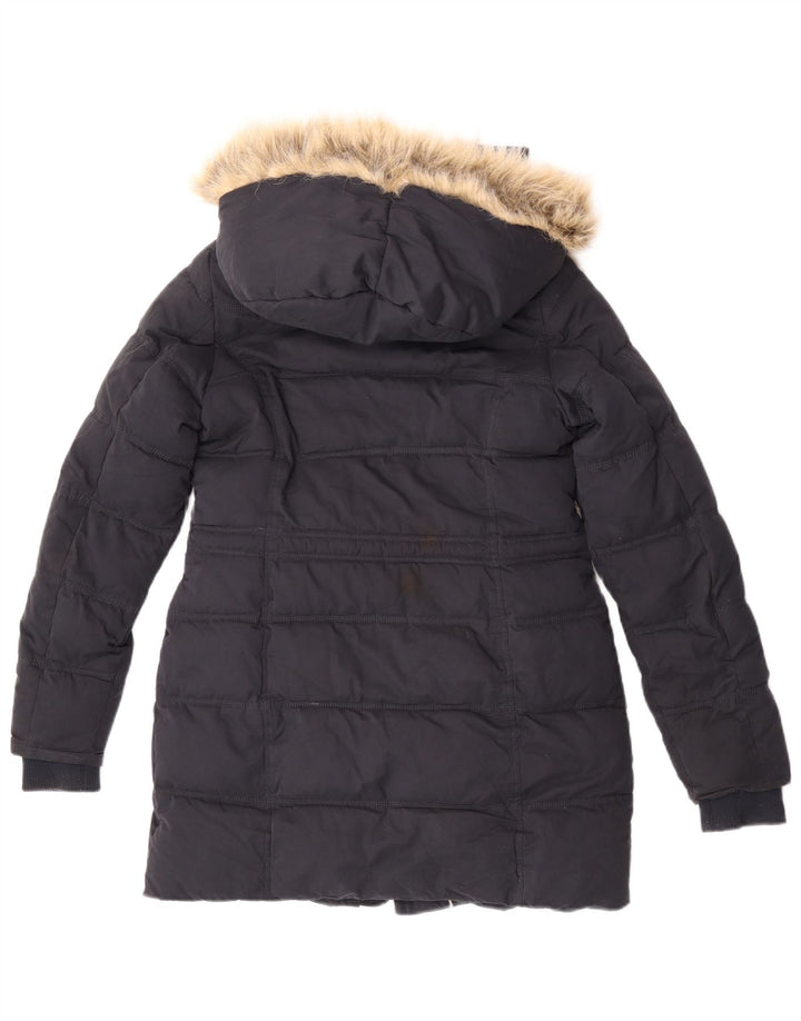 Casaco acolchoado Sherpa com capuz feminino Fat Face poliéster azul marinho pequeno Reino Unido 8