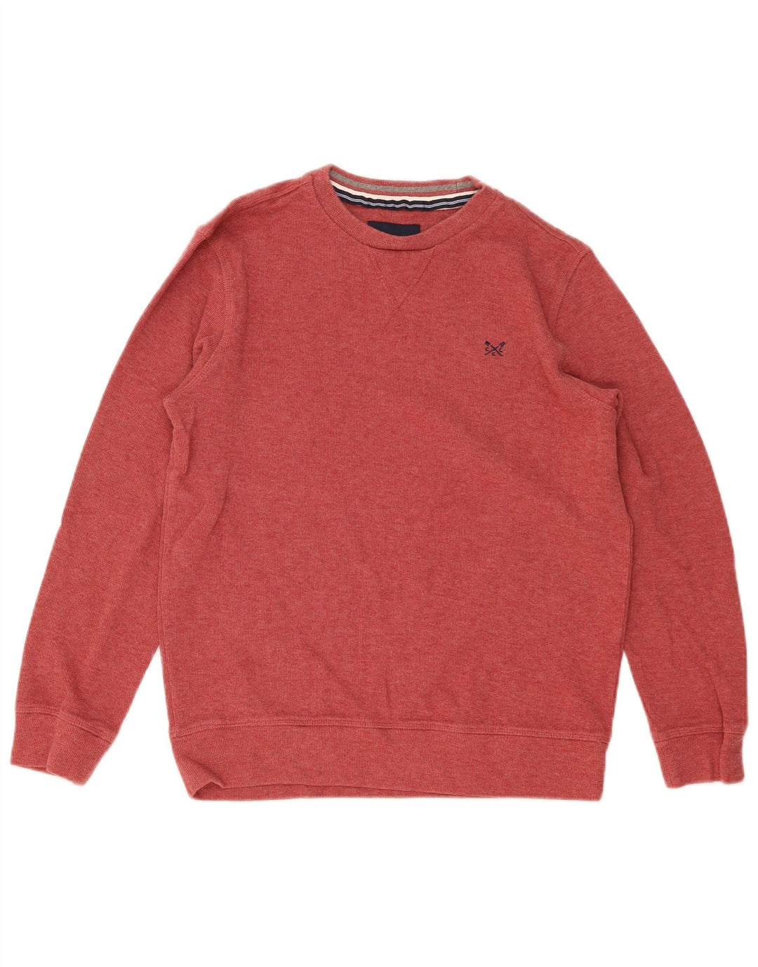 CREW CLOTHING Suéter masculino com gola redonda, algodão vermelho médio