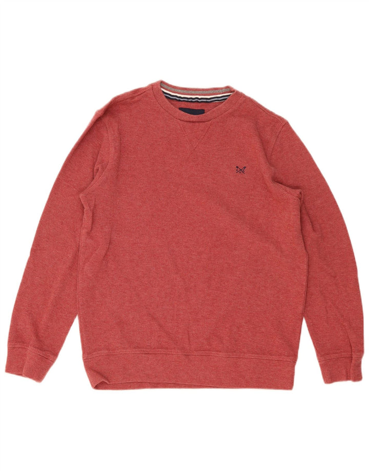 CREW CLOTHING Suéter masculino com gola redonda, algodão vermelho médio