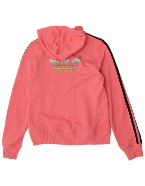 Suéter feminino Adidas com capuz e zíper gráfico EU 36 pequeno rosa
