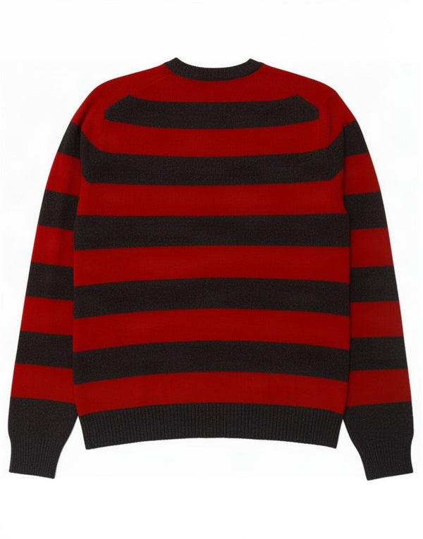 Suéter masculino Gap com gola redonda, pequeno algodão listrado vermelho