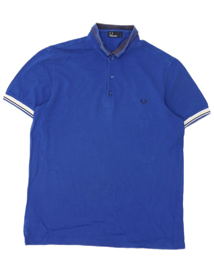 Camisa polo masculina Fred Perry grande algodão listrado azul