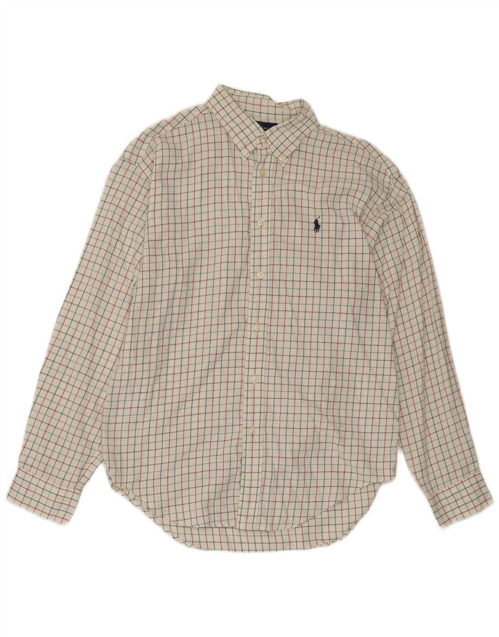 Ralph Lauren Camisa masculina 15-16 anos grande algodão xadrez branco