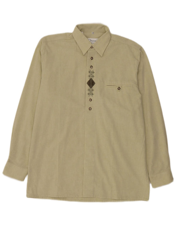 Camisa pulôver masculina Landhaus tamanho 40 verde médio Argyle/algodão diamante