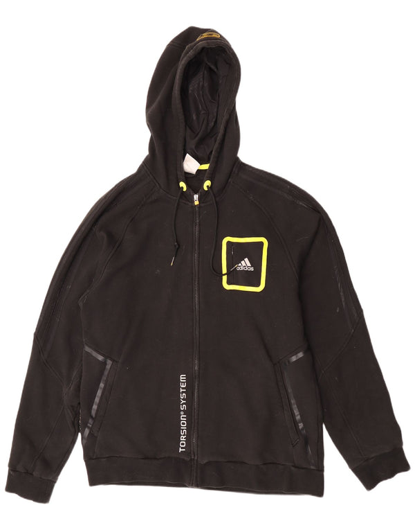 Suéter Adidas masculino com capuz com zíper gráfico XL preto algodão