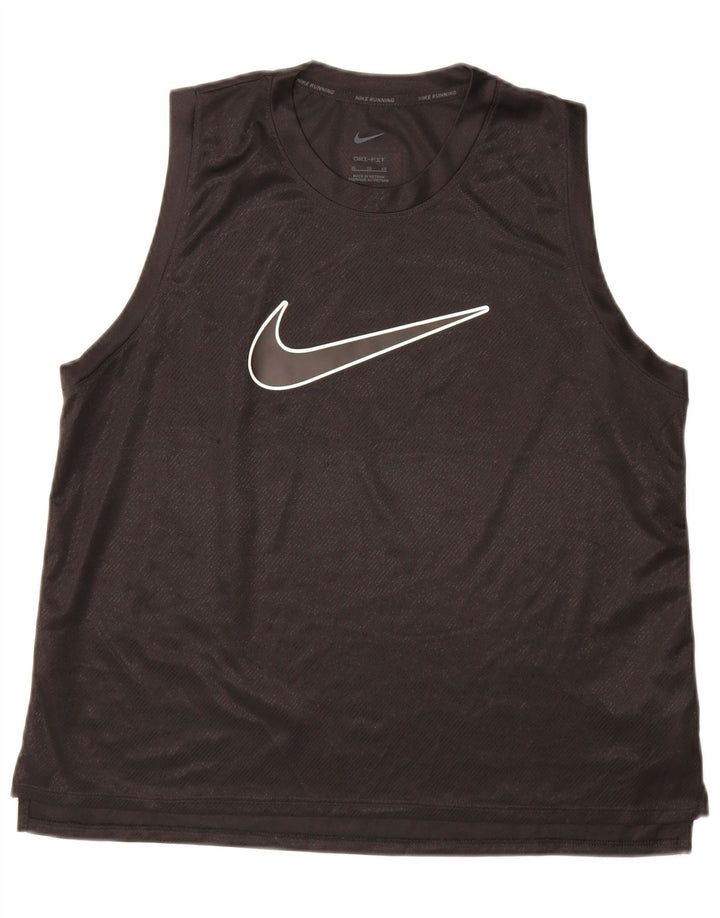 Nike Womens Dri Fit Graphic Vest Top UK 18 XL Preto Poliéster