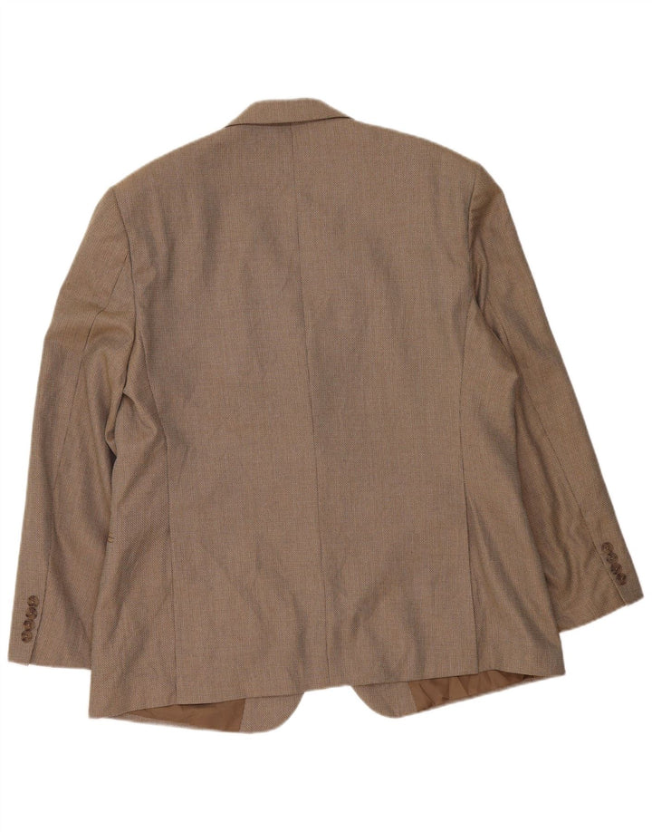 Jaqueta blazer masculina de 2 botões Marks & Spencer Reino Unido 46 XL bege poliéster