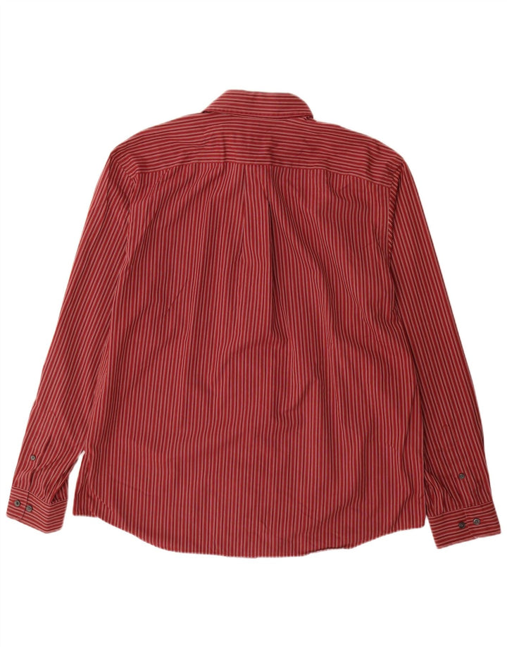 EDDIE BAUER Camisa masculina grande de algodão listrado vermelho