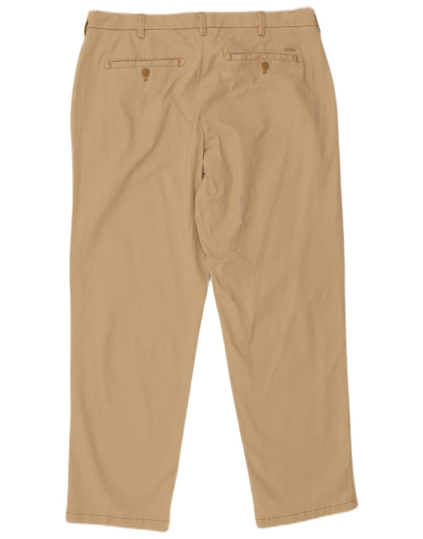 Calça chino reta masculina Izod água salgada W36 L30 algodão bege