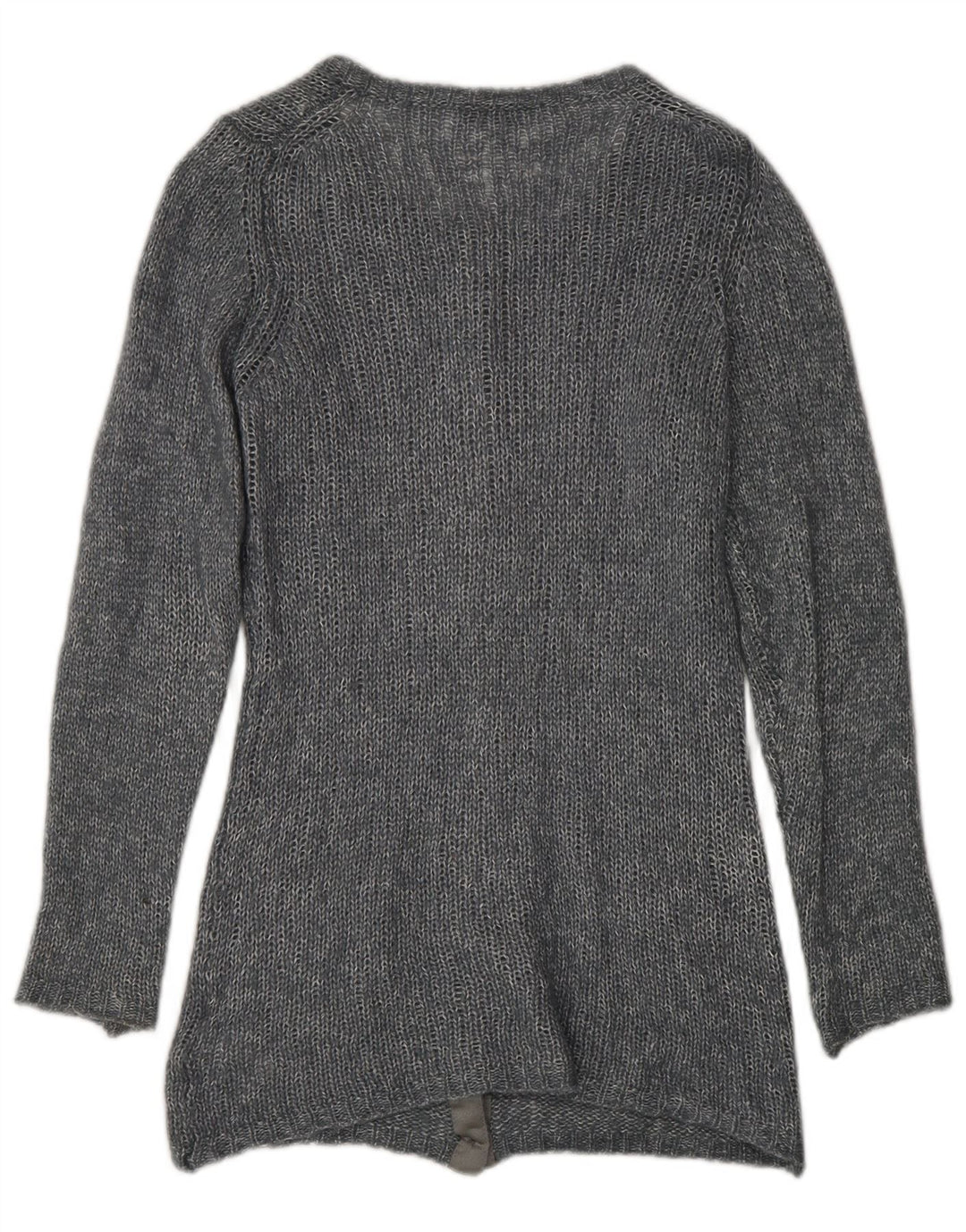 Suéter cardigã feminino Fred Perry Reino Unido 14 grande viscose manchada cinza