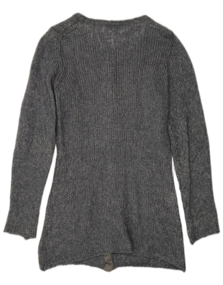 Suéter cardigã feminino Fred Perry Reino Unido 14 grande viscose manchada cinza