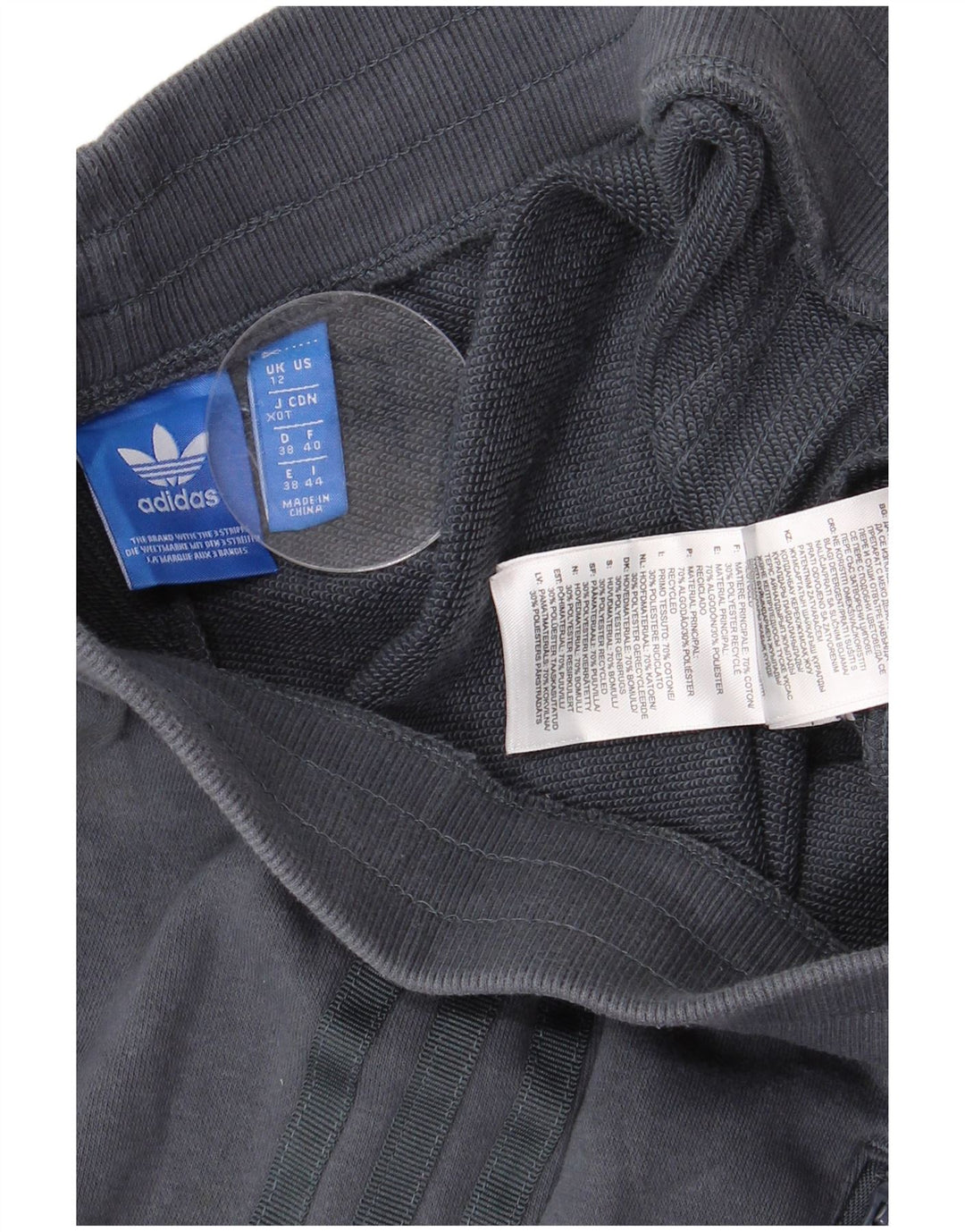 ADIDAS Womens Tracksuit Calças Joggers UK 12 Médio Cinza Algodão