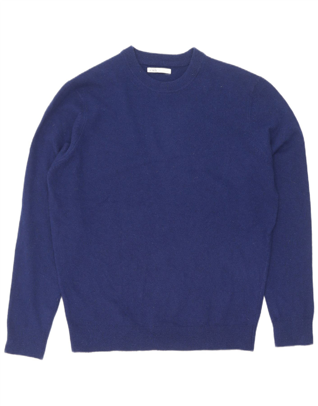 Zara Suéter masculino com gola redonda, azul médio